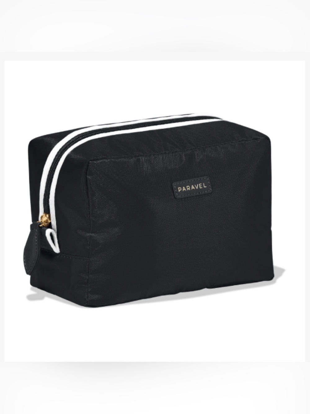 Paravel Toiletry Bag Stripe Recycled Nylon Derby Black Travel Luggage Organizer